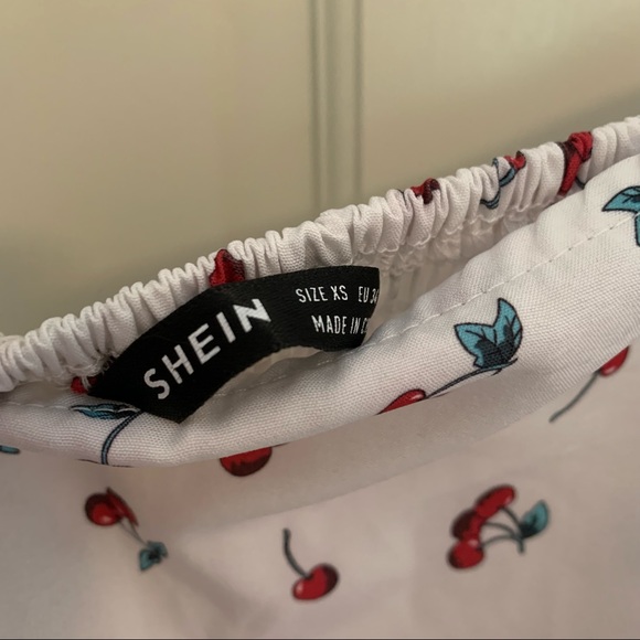 BOGO Cherry 🍒 Print Mini Adjustable Knot Strap Shein Dress EUC - Picture 9 of 12